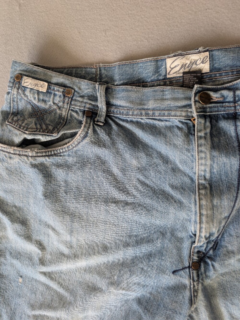 Vintage Enyce Jeans 2000s Y2K Light Wash Distressed Hip Hop Baggy Denim Sz 44 image 9